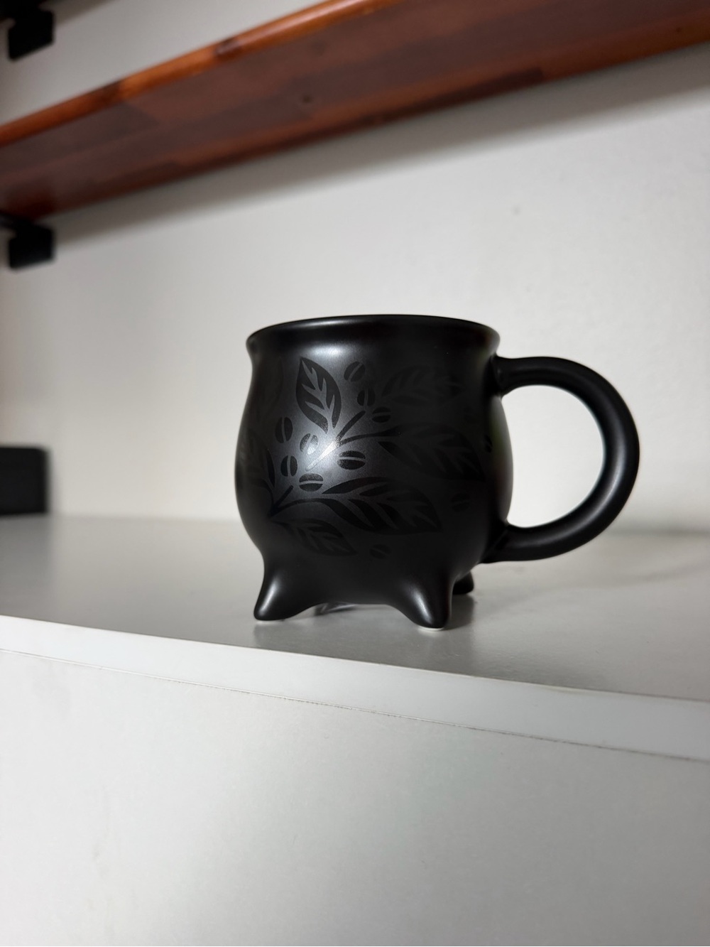 Starbucks Black Cauldron -Leaf-Pattern Ceramic Cauldron Mug - Home Dining